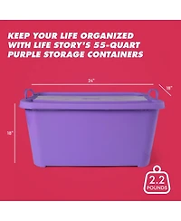 Life Story Purple Stackable Closet Organization Storage Box, 55 Quart (6 Pack)