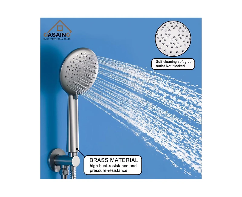 Casainc Rainfall Complete Shower System with 5-Setting Handheld and Rough Valve