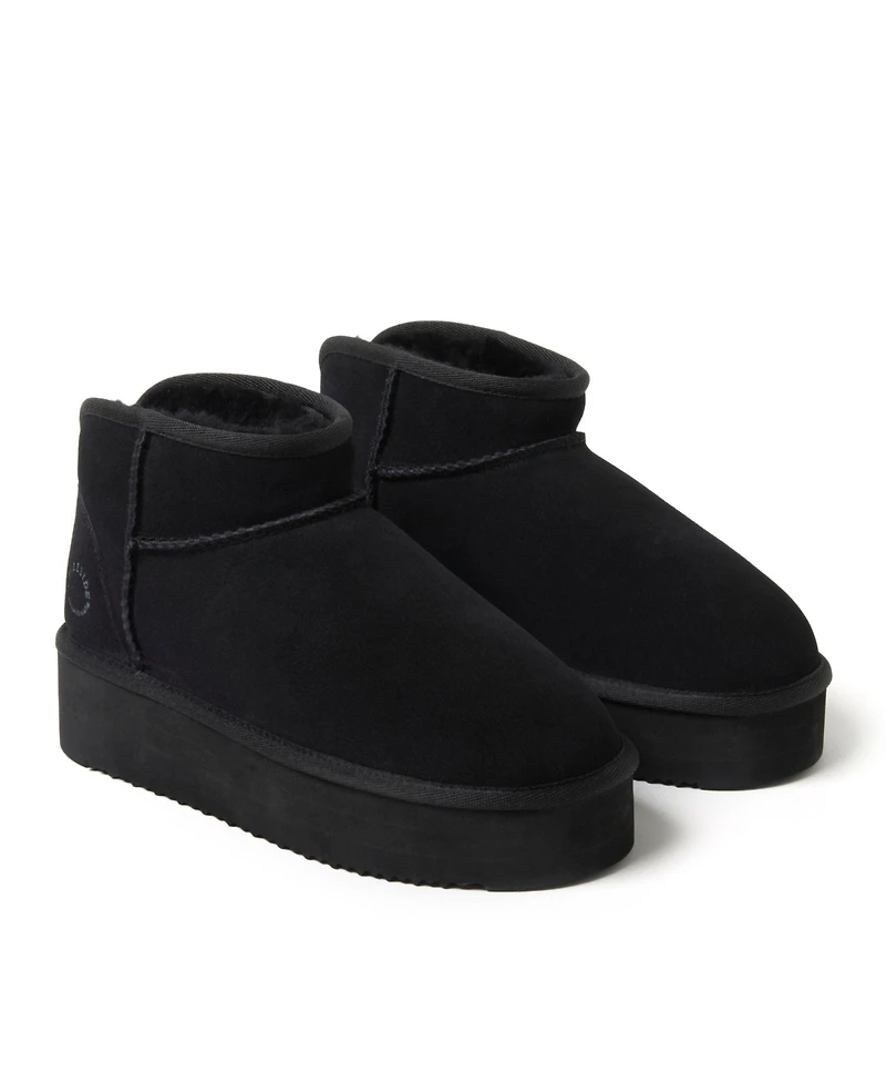 Fireside by Dearfoams Women's Kingston Genuine Shearling Platform Bootie