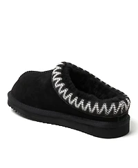 Fireside by Dearfoams Women's Greta Genuine Shearling Clog Slipper with Taping