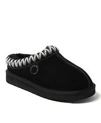 Dearfoams Women's Fireside Greta Genuine Shearling Clog Slipper with Embroidery