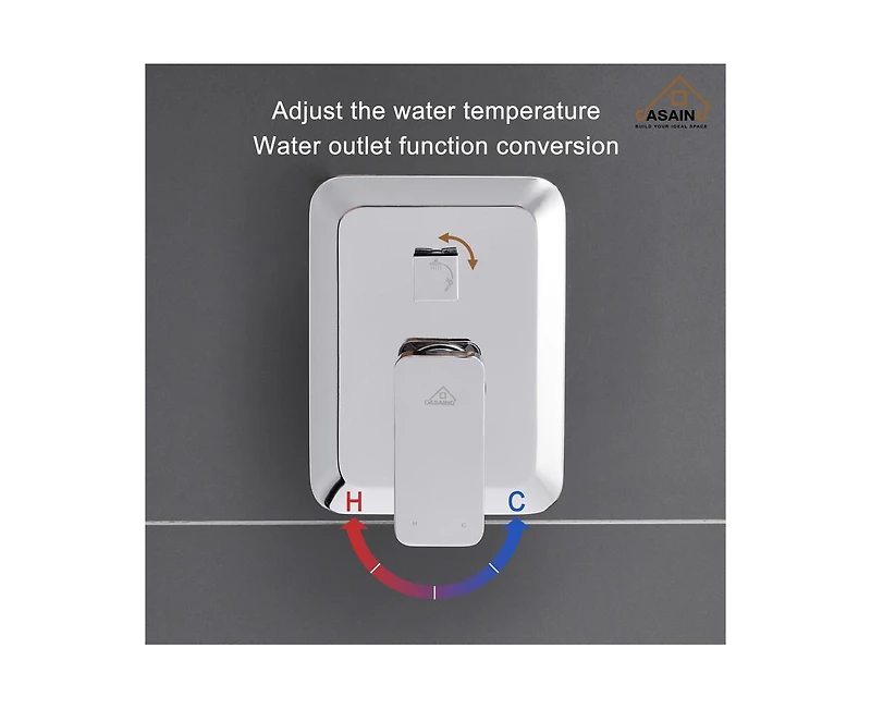 Casainc 10 Inch Wall Mounted Square Shower System Set with Handheld Spray