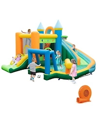 Gouun Inflatable Water Slide with Dual Slides and Splash Pool Bounce House with 680W Blower
