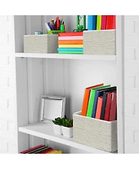 Sorbus Storage Baskets 4-Piece Set - Stackable Woven Basket Paper Rope Bin Boxes for Makeup, Office Supplies, Bedroom, Closet
