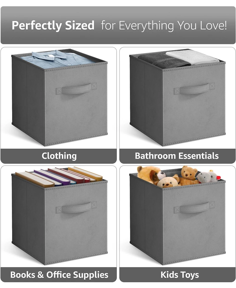 Sorbus 11 Inch Pack Foldable Fabric Storage Cube Bins with Handles - for Organizing Pantry, Closet, Nursery, Playroom