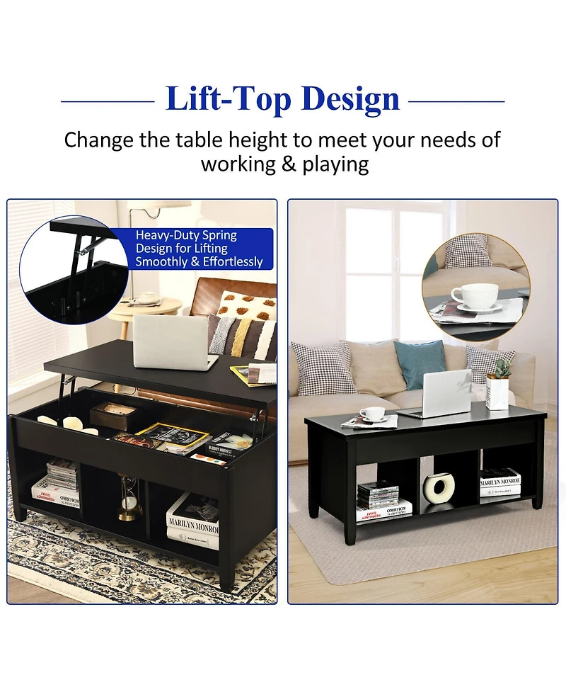Gouun Lift Top Table with Hidden Storage Compartment