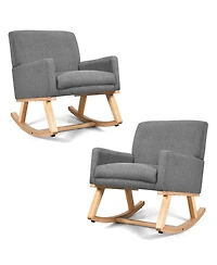 Gouun Upholstered Rocking Chair with and Solid Wood Base