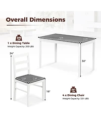 Gouun 5-Piece Wooden Dining Set with Rectangular Table and 4 Chairs