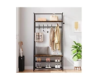 gaomon Coat Rack Shoe Bench, 4-in-1 Hall Trees Entryway Bench with Coat Rack and Shoe Rack