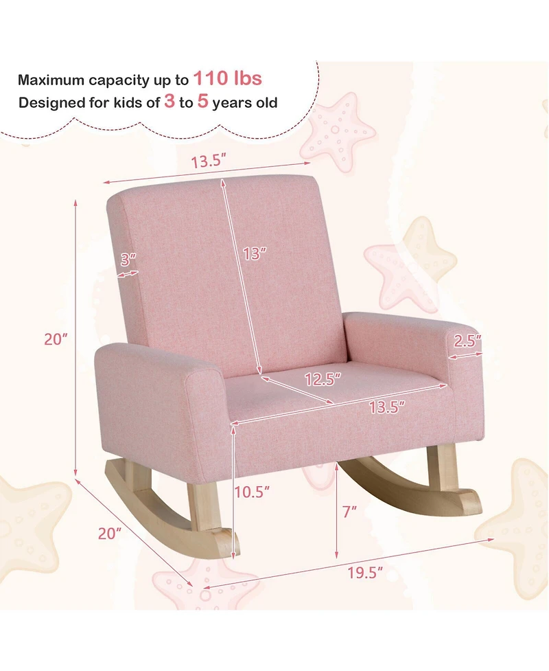 Gouun Kids Rocking Chair with Solid Wood Legs