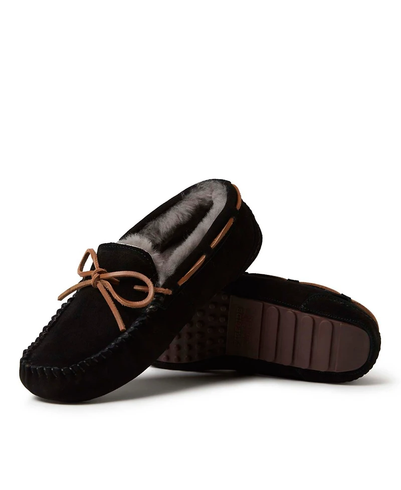 Dearfoams Men's Fireside By Victor Genuine Shearling Moccasin Slipper
