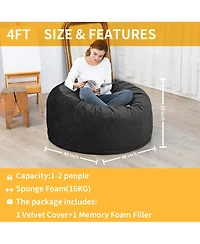 gaomon 4 Foot Bean Bag Chair,Memory Foam Big Bean Bag
