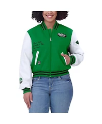 Wear By Erin Andrews Women's Kelly Green/White Boston Celtics Cropped Varsity Full-Zip Jacket