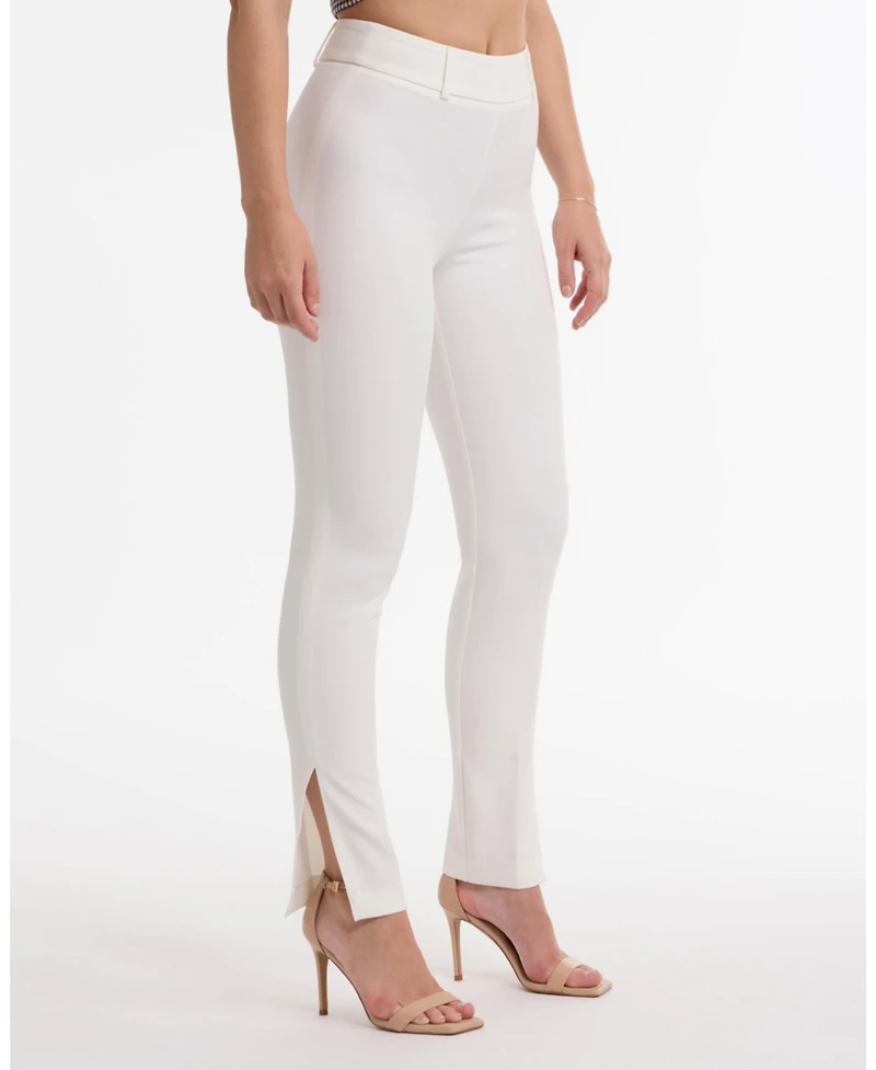 Bebe Women's High Waisted Slim Fit Pant with Side Slits