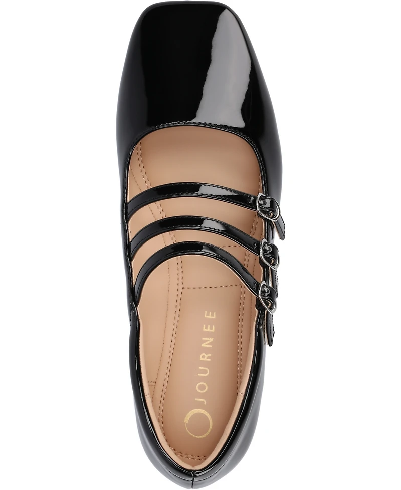 Journee Collection Women's Darlin Multi Strap Mary Jane Square Toe Flats