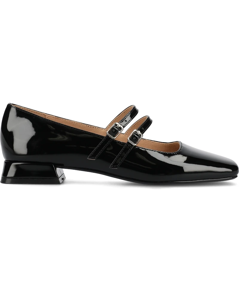 Journee Collection Women's Gredah Square Toe Double Strap Mary Jane Flats