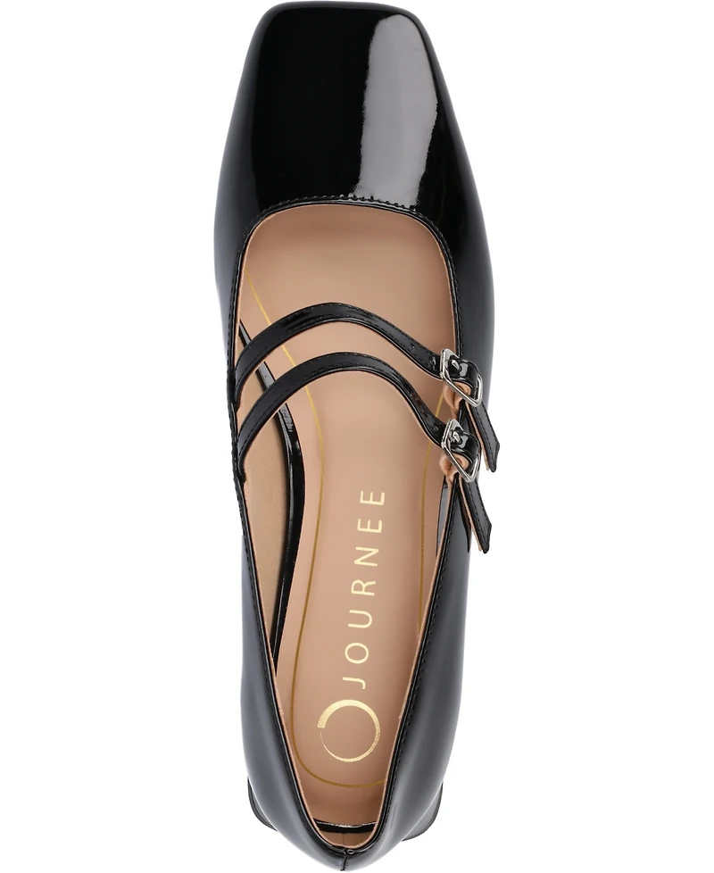 Journee Collection Women's Gredah Square Toe Double Strap Mary Jane Flats