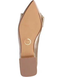 Journee Collection Women's Ophelia Bow Low Block Heel Dress Flats