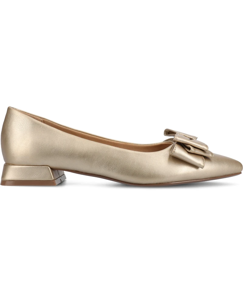 Journee Collection Women's Ophelia Bow Low Block Heel Dress Flats