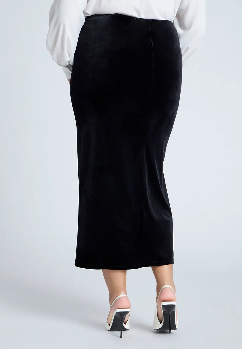 Eloquii Women's Velvet Maxi Skirt With Slit