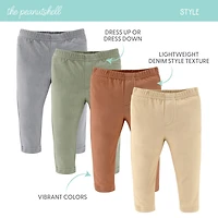 The Peanutshell Baby Boy & Girl Jeggings, 4-Pack, Neutral