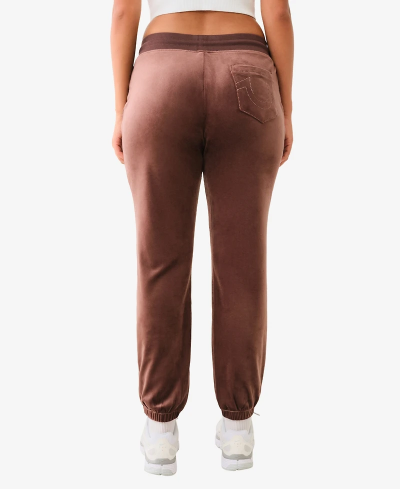 True Religion Women's Lurex Velour Jogger Pants