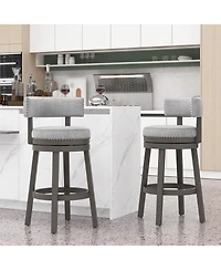Gouun 31 Inch Swivel Bar Stool with Upholstered Back Seat and Footrest-31 inches