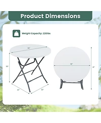 Gouun 32 Inch Round Folding Table with Thick Tabletop for Picnic