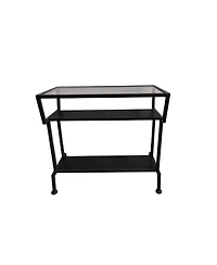 Kings Brand Furniture - Dosamantes Side End Table with Storage Shelves, Black