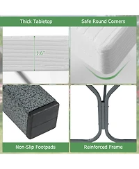 6 Ft Picnic Table Bench Set Dining Table and 2 Benches with Metal Frame and Hdpe Tabletop