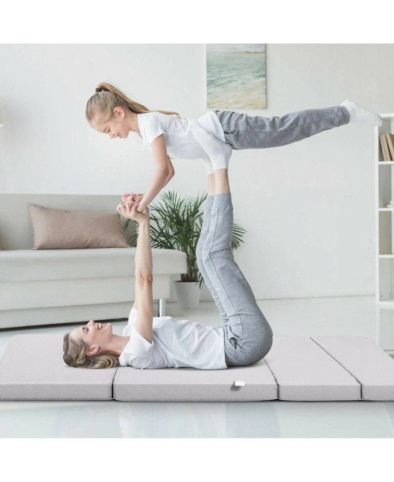 Gouun 4 Inch Folding Sofa Bed Foam Mattress with Handles-Twin Xl