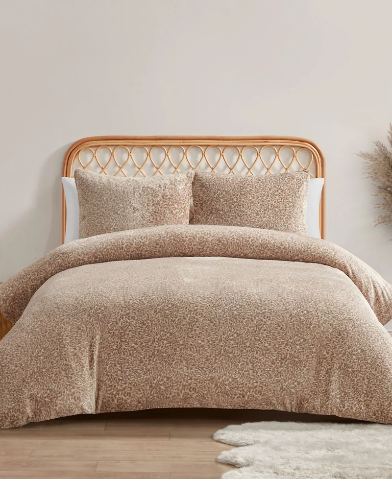 Jessica Simpson Plush Leopard 3-Pc. Duvet Cover Set, Full/Queen