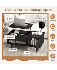 Gouun Lift Top Table with Storage and Hidden Compartment