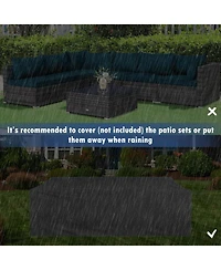 7 Pieces Patio Rattan Furniture Set Sectional Sofa Garden Cushion