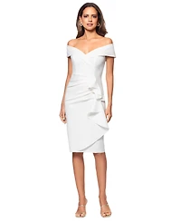 Xscape Women's Off-The-Shoulder Sweetheart Ruffle Dress