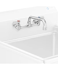 Gridmann Commercial Wall Mount Sink Faucet, 8" Center with 10" Swivel Spout, Nsf, Dual Lever Handles, Brass Construction, Chrome Polished Fi