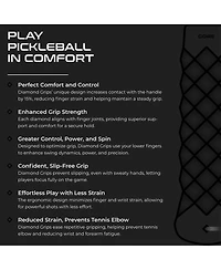 Core Pickleball Diamond Grip | Enhances Grip Strength, Reduces Vibration with Finger Support, Anti-Sweat Design and Prevents Tennis Elbow
