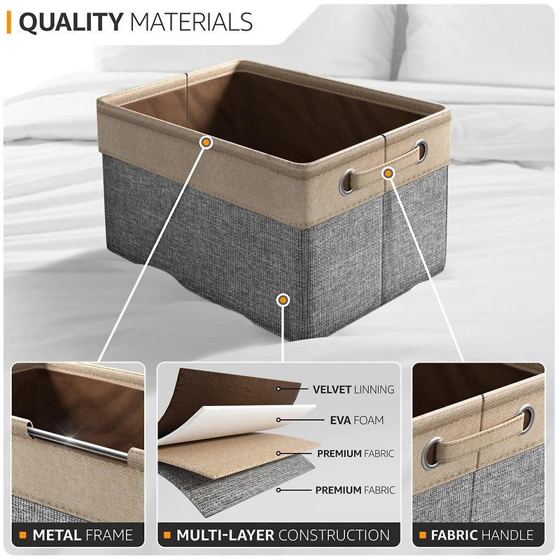 Sorbus 3 Pack Large Sturdy Foldable Fabric Storage Bins with Handles - Lightweight and durable