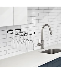 Sorbus 2 Pack 12 Inch Wall Mounted Wine Glass Racks for Under Cabinet - for Home Bar Holds Up to 4 Glasses Each