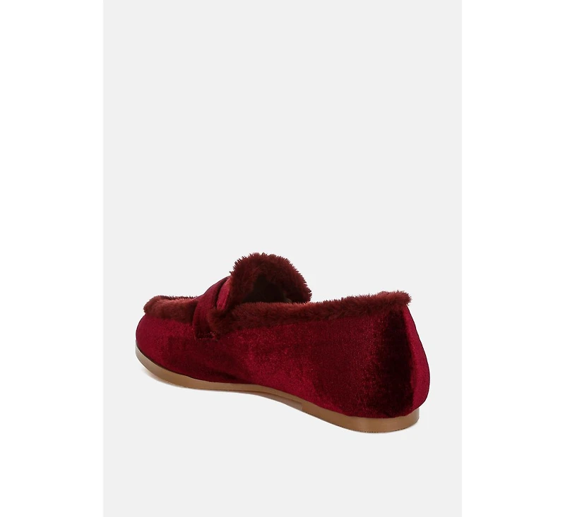 Bastian Fur Detail Velvet Loafers