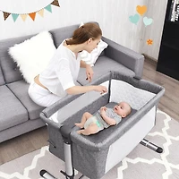Gouun Boys Travel Portable Bed Side Sleeper Bassinet Crib with Carrying Bag