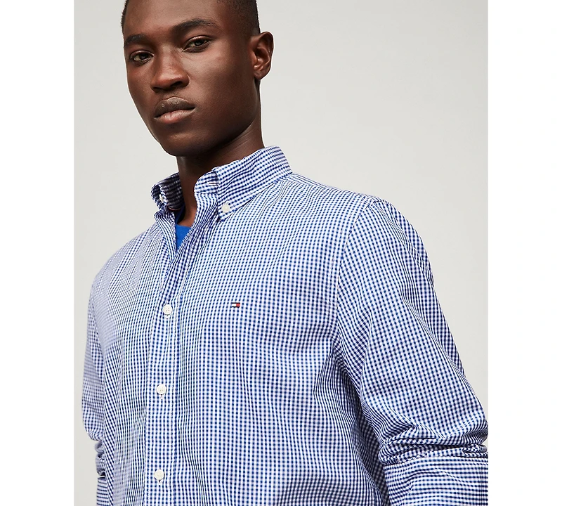 Tommy Hilfiger Men's Regular-Fit Flex Gingham Check Button-Down Poplin Shirt