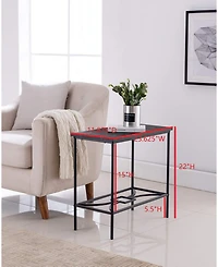 Kings Brand Furniture Launt Side Accent Table, Black Metal & Wood