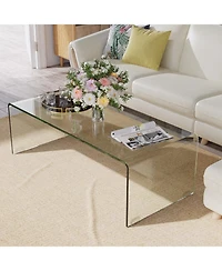 Gouun 42 x 19.7 Inch Tempered Glass Table with Rounded Edges