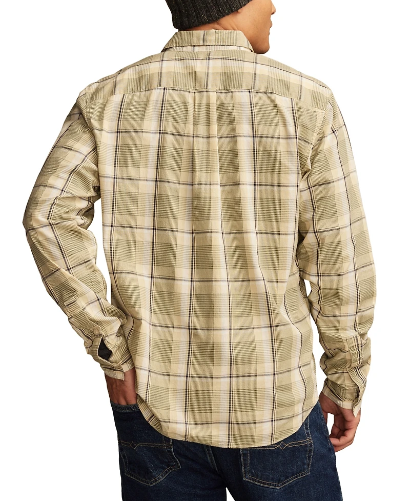 Lucky Brand Men's Plaid One Pocket Poplin Long Sleeve Shirt