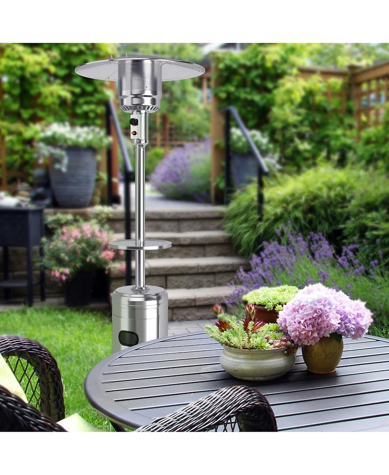 Gouun Outdoor Heater Propane Standing Lp Gas Steel with Table and Wheels