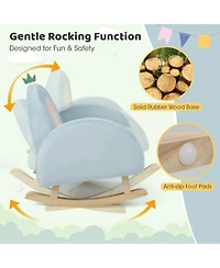 Gouun Toddler Rocking Chair with Solid Rubber Wood Frame Soft Velvet Cover