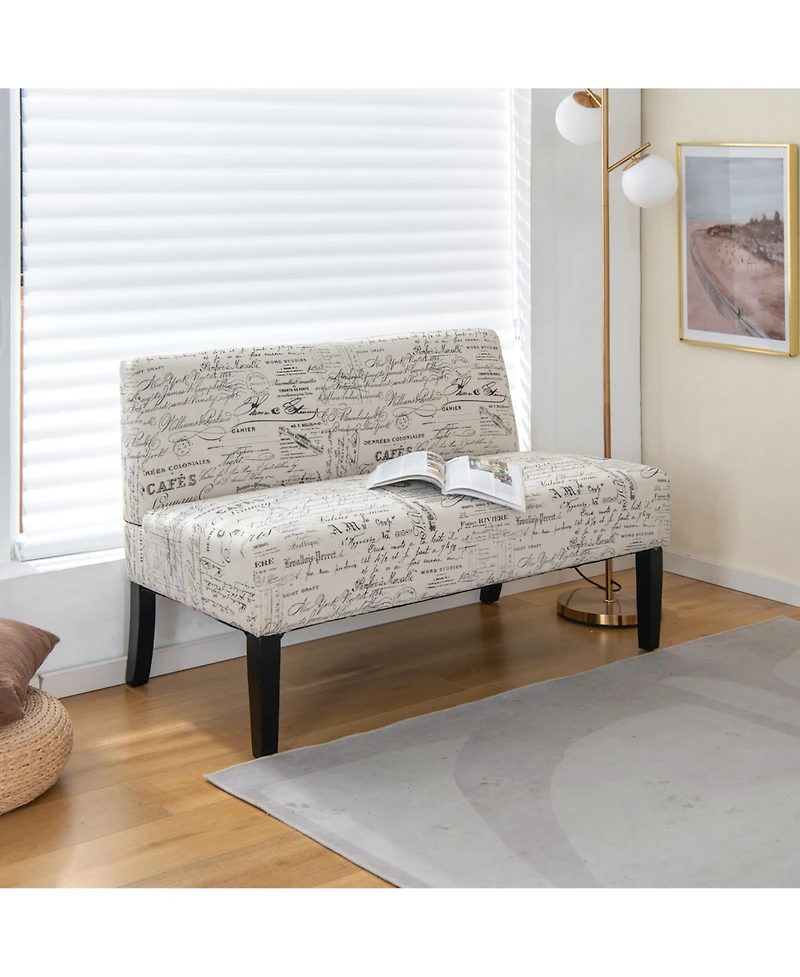 Gouun Living Room Wooden Leg Armless Loveseat Sofa