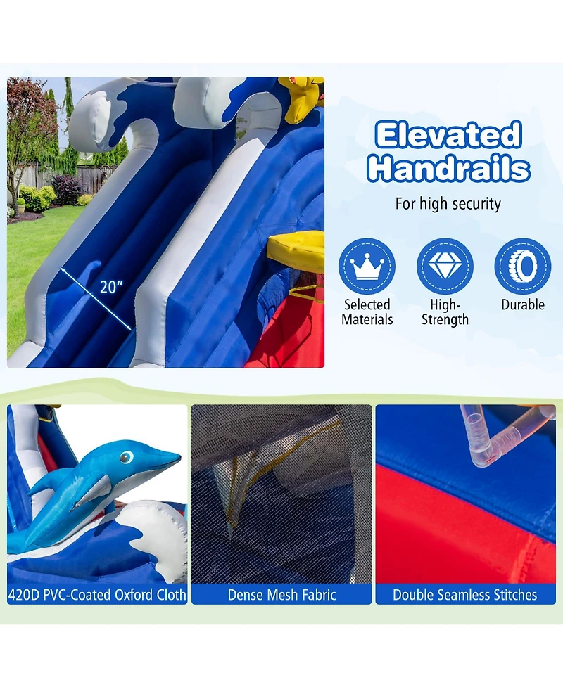 Gouun 6-In-1 Inflatable Water Park with Climbing Wall Splash Pool (Without Blower)