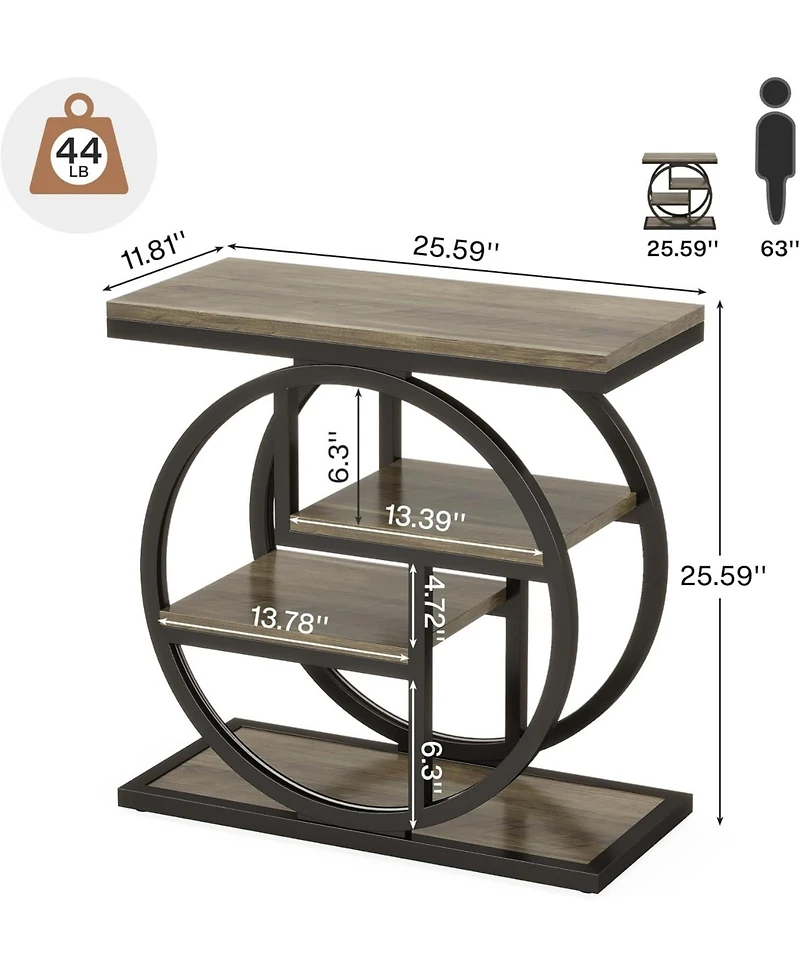 Tribesigns End Table Set of 2, 4-Tier Narrow Side Table, Wood Small Sofa Side Table, Industrial Bedside Table for Bedroom, Living Room